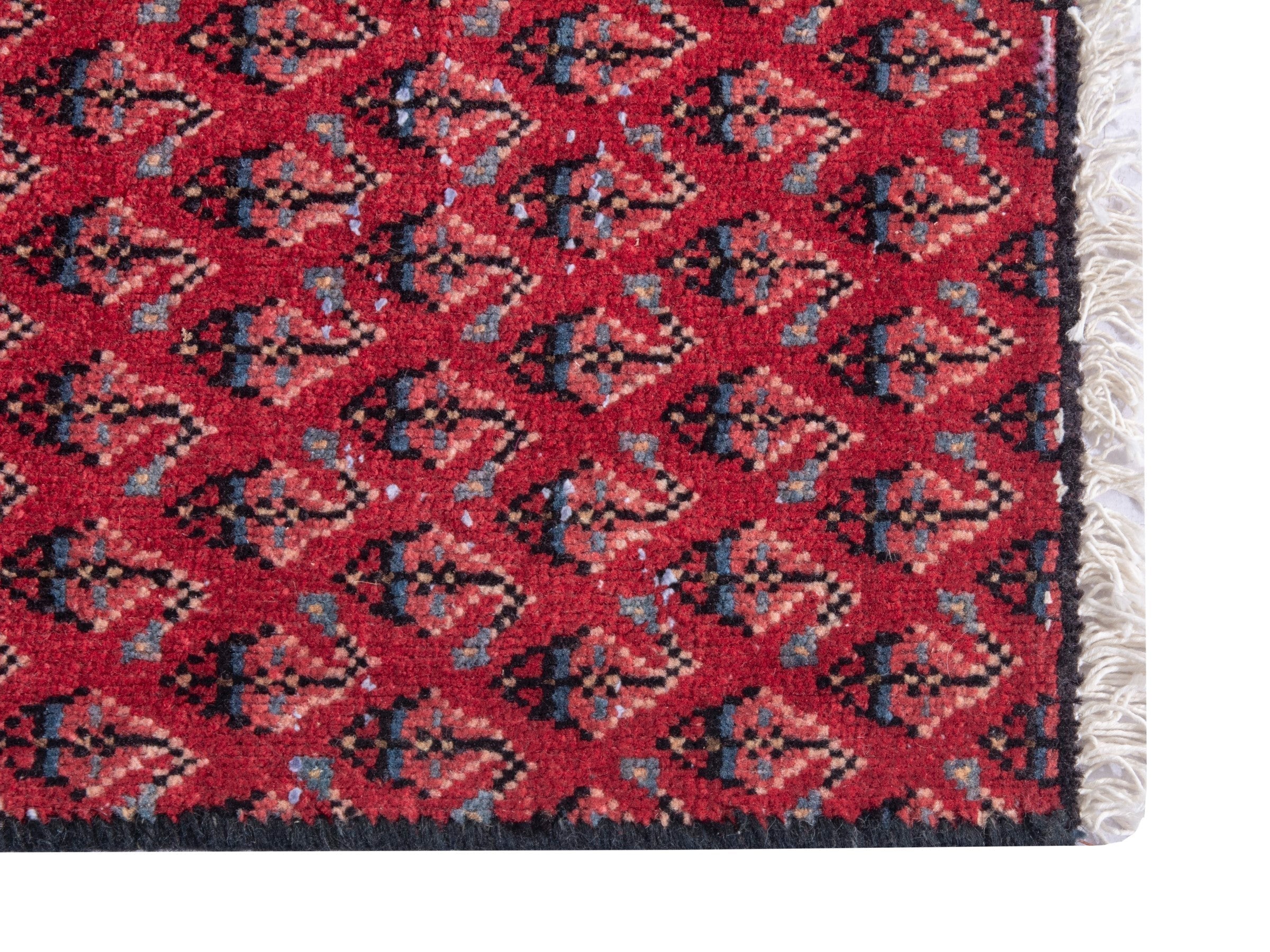 Persian Botteh accent rug in deep red and burgundy, view 4 of 8