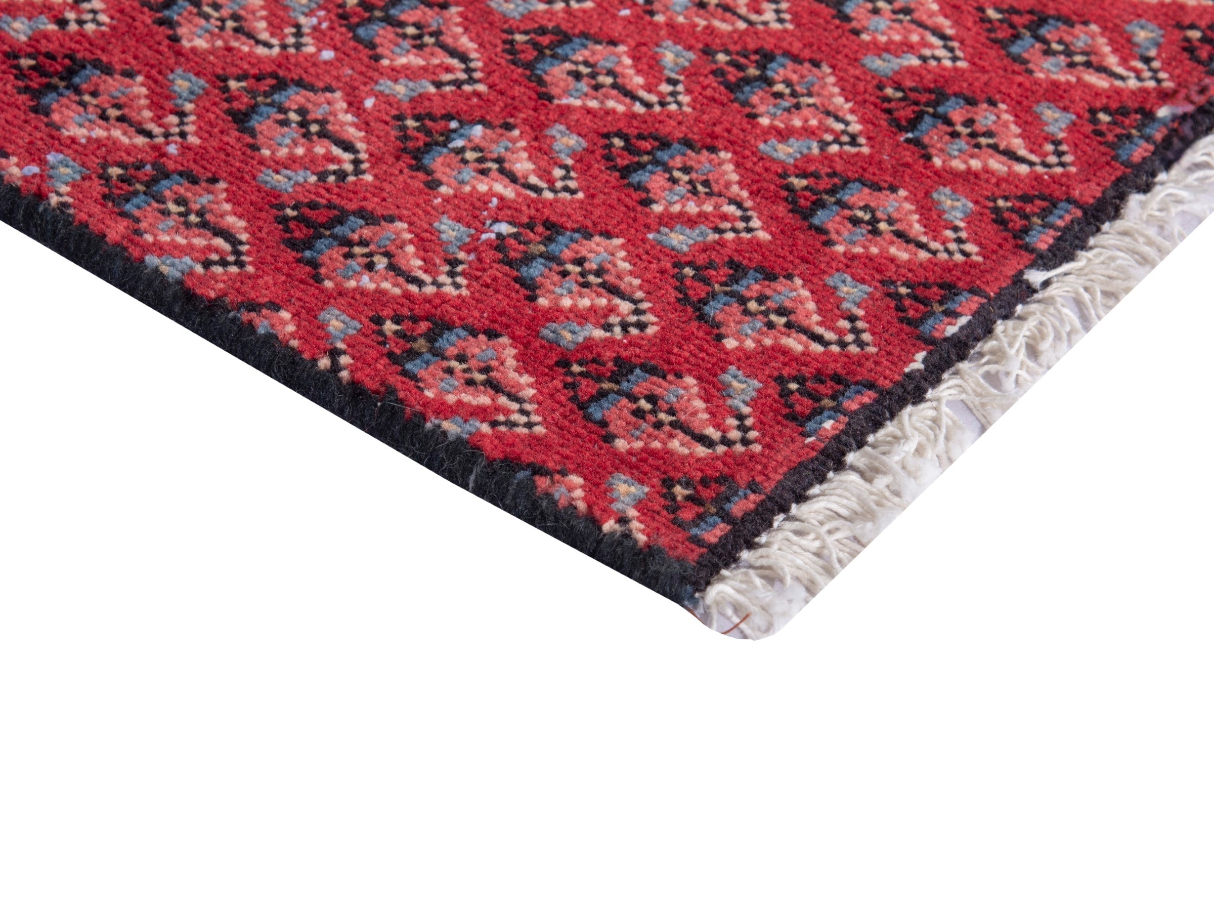 Persian Botteh accent rug in deep red and burgundy, view 5 of 8