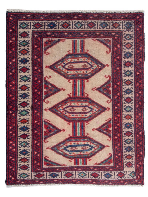4834, Persian Torkaman Mini Rug