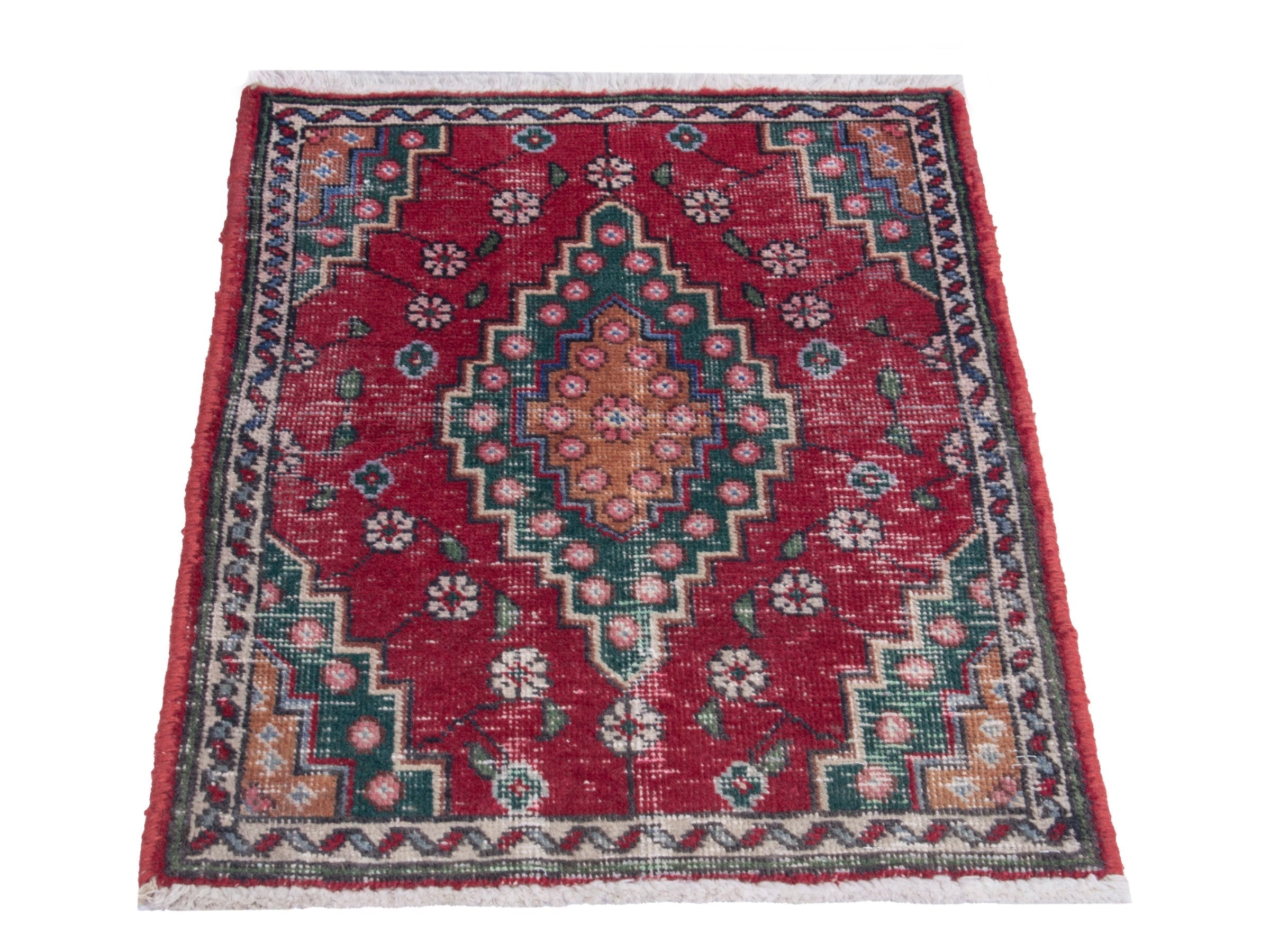 Persian Tabriz accent rug in burgundy and deep red, view 2 of 8