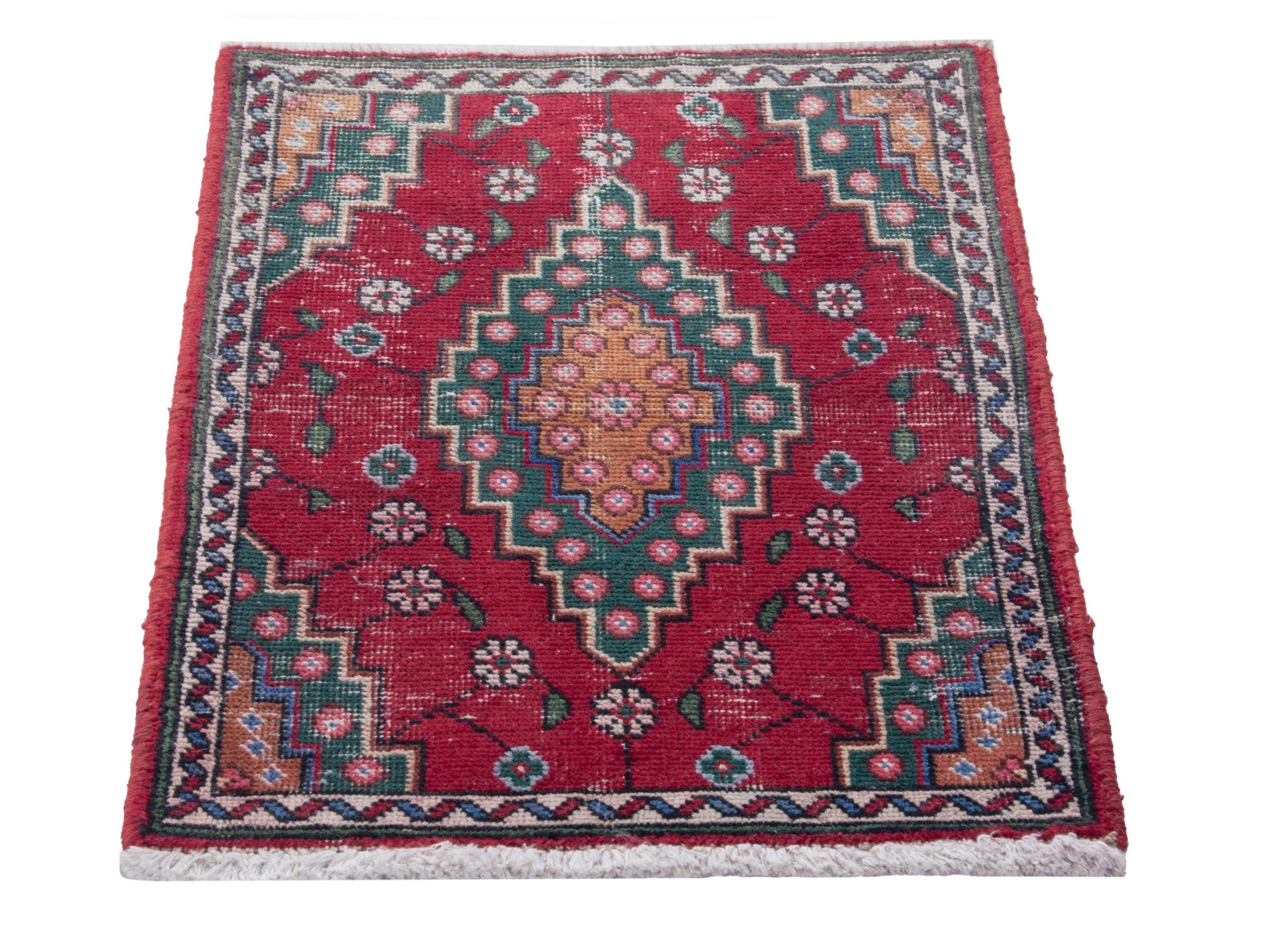 Persian Tabriz accent rug in burgundy and deep red, view 3 of 8