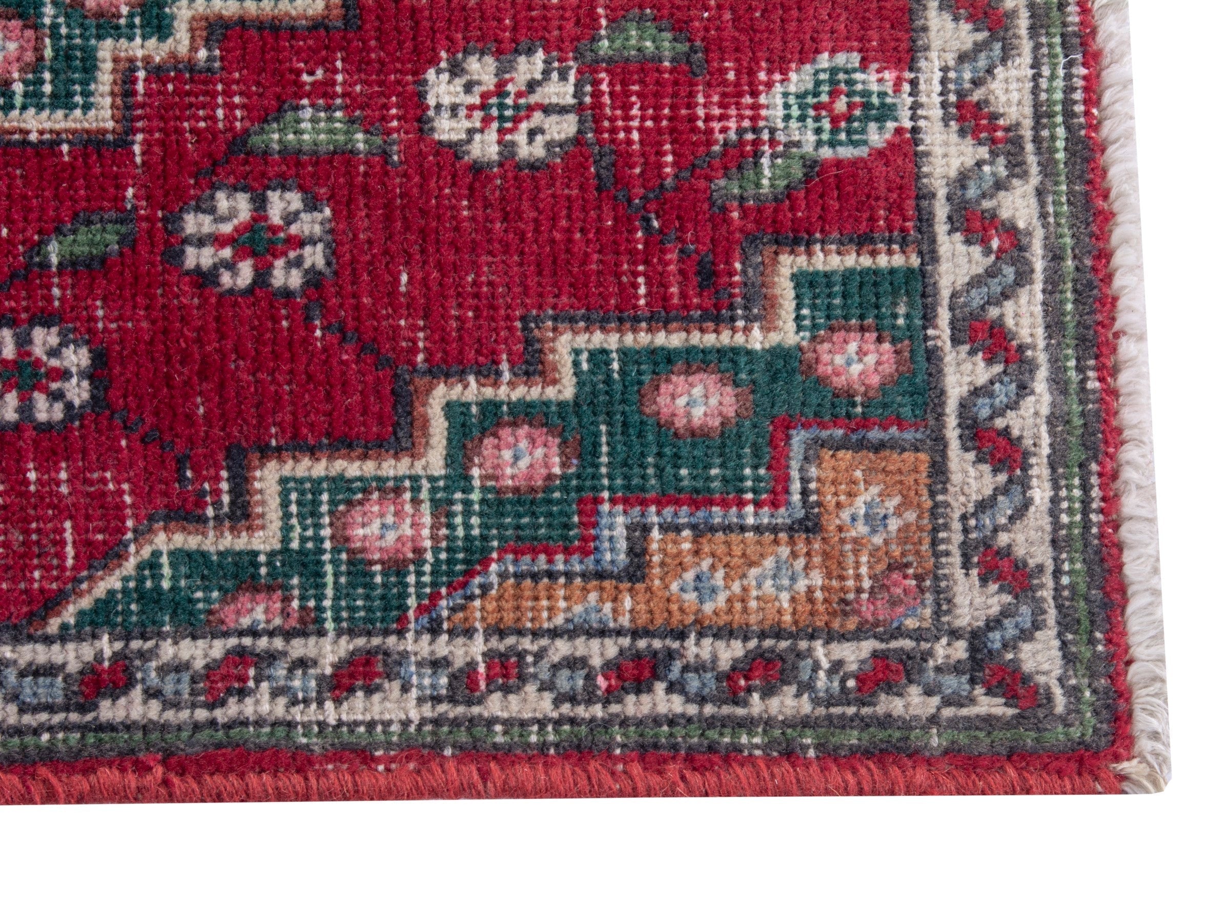 Persian Tabriz accent rug in burgundy and deep red, view 4 of 8