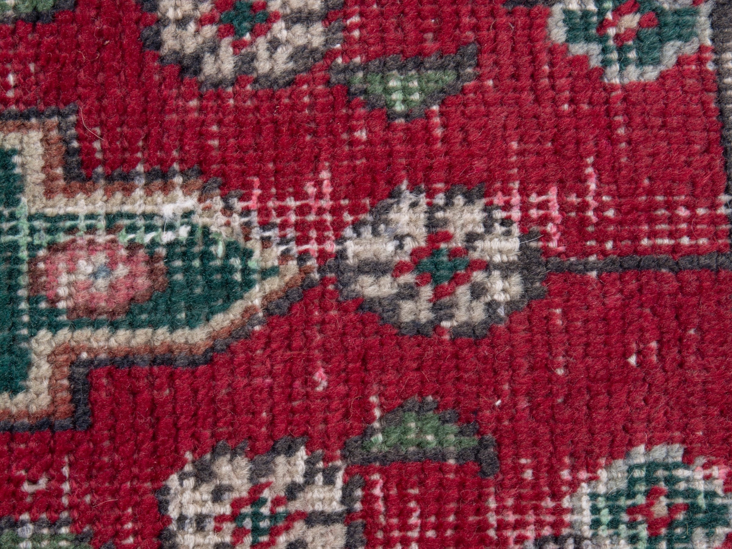 Persian Tabriz accent rug in burgundy and deep red, view 6 of 8