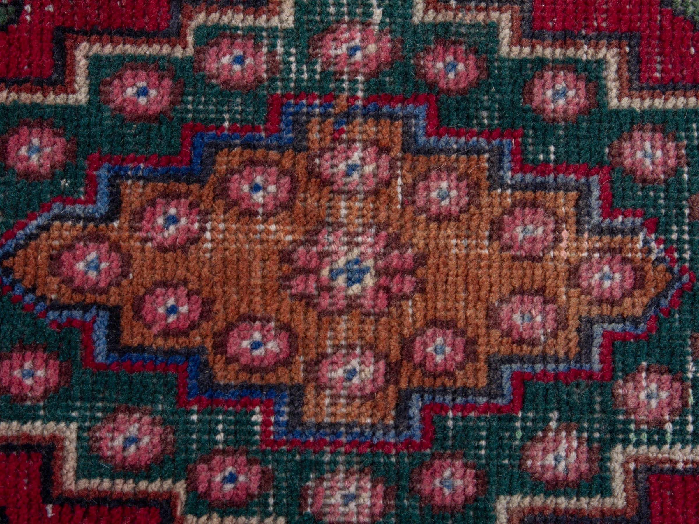 Persian Tabriz accent rug in burgundy and deep red, view 7 of 8