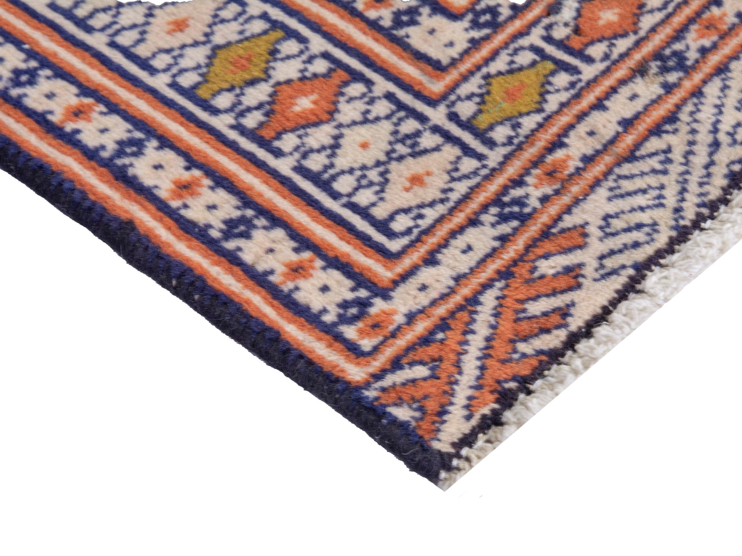 Persian Torkaman accent rug in cream and rust, view 5 of 8