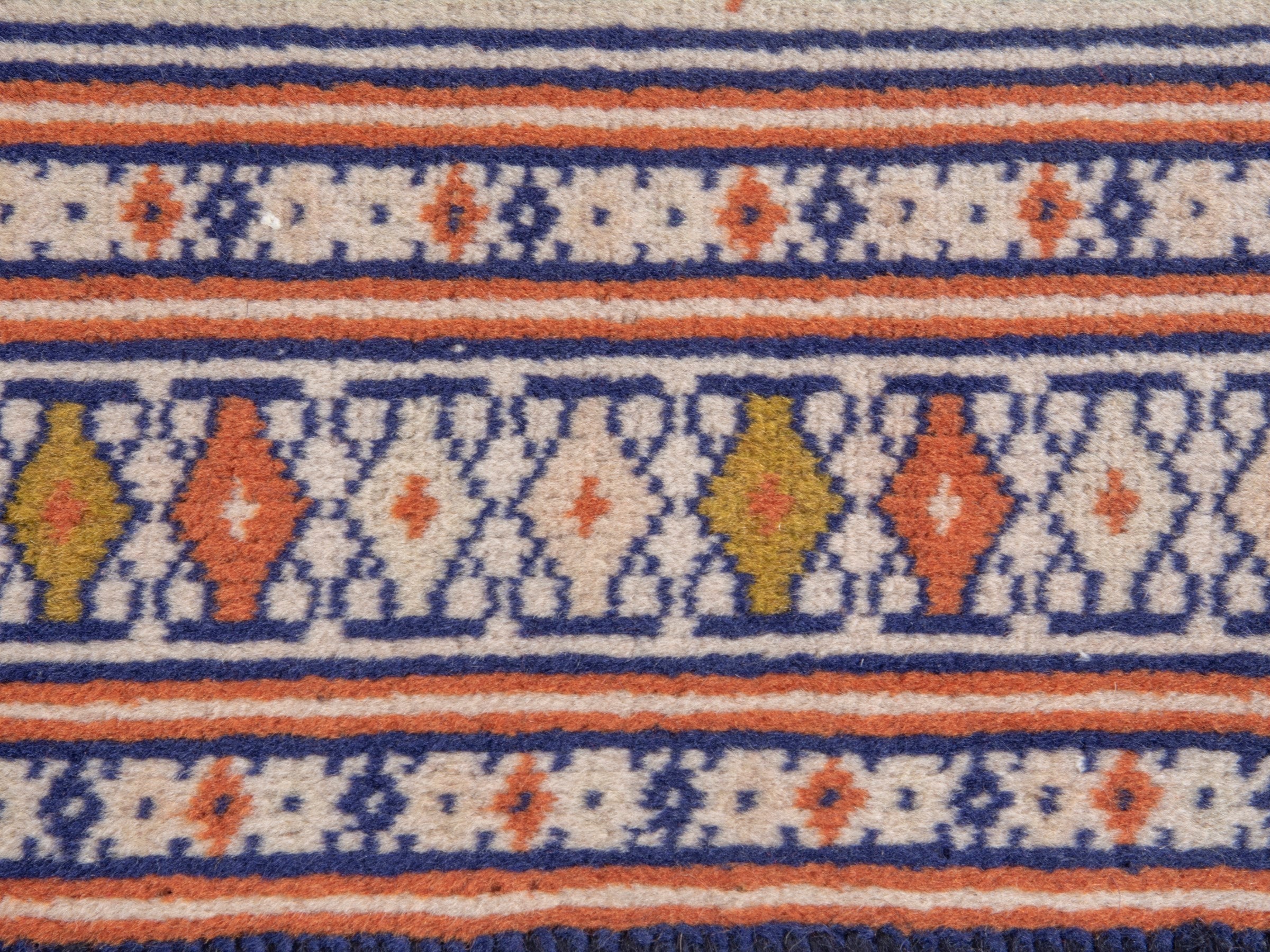 Persian Torkaman accent rug in cream and rust, view 6 of 8