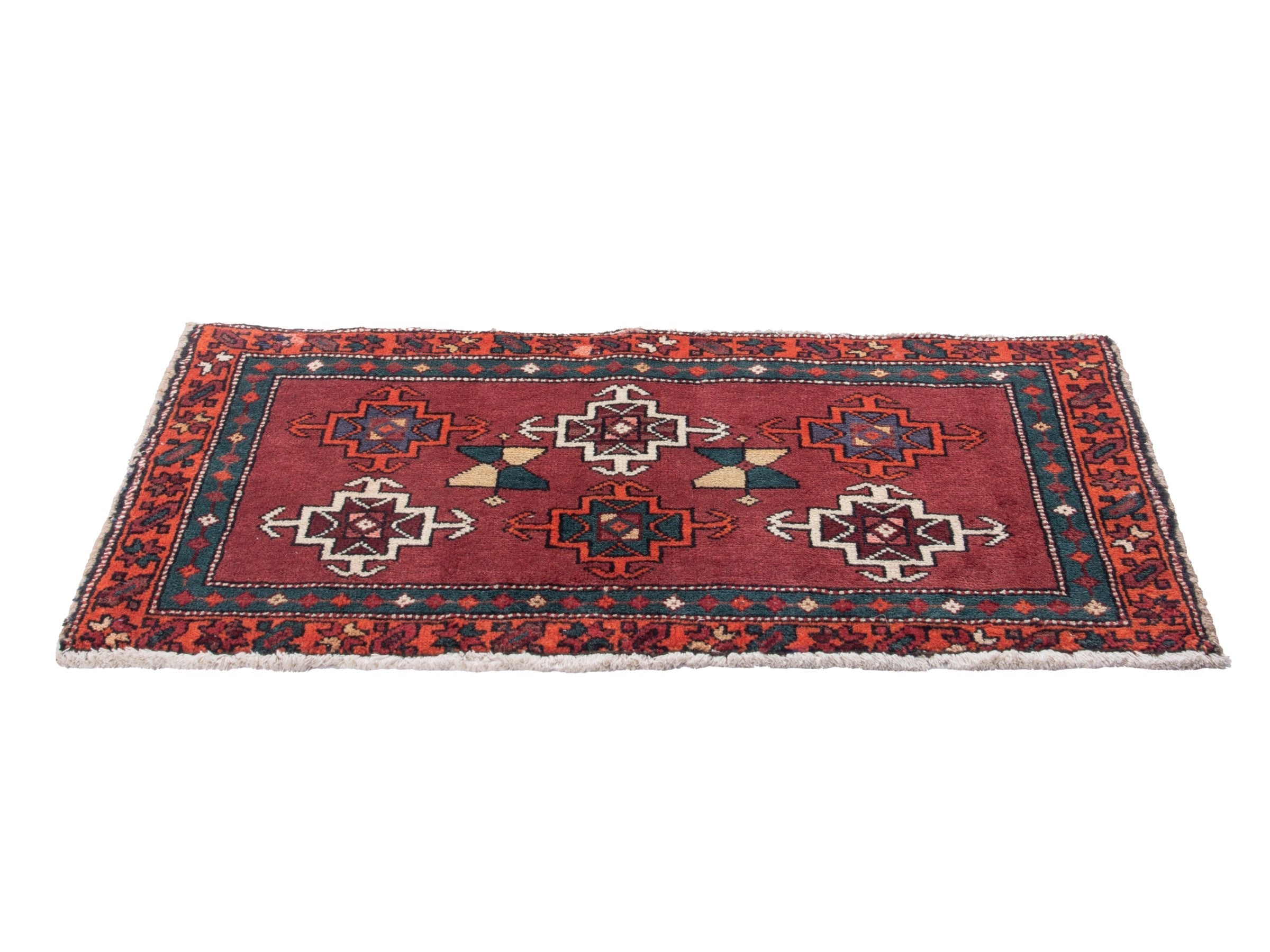 Persian Ardabil accent rug in deep red and rust, view 3 of 8