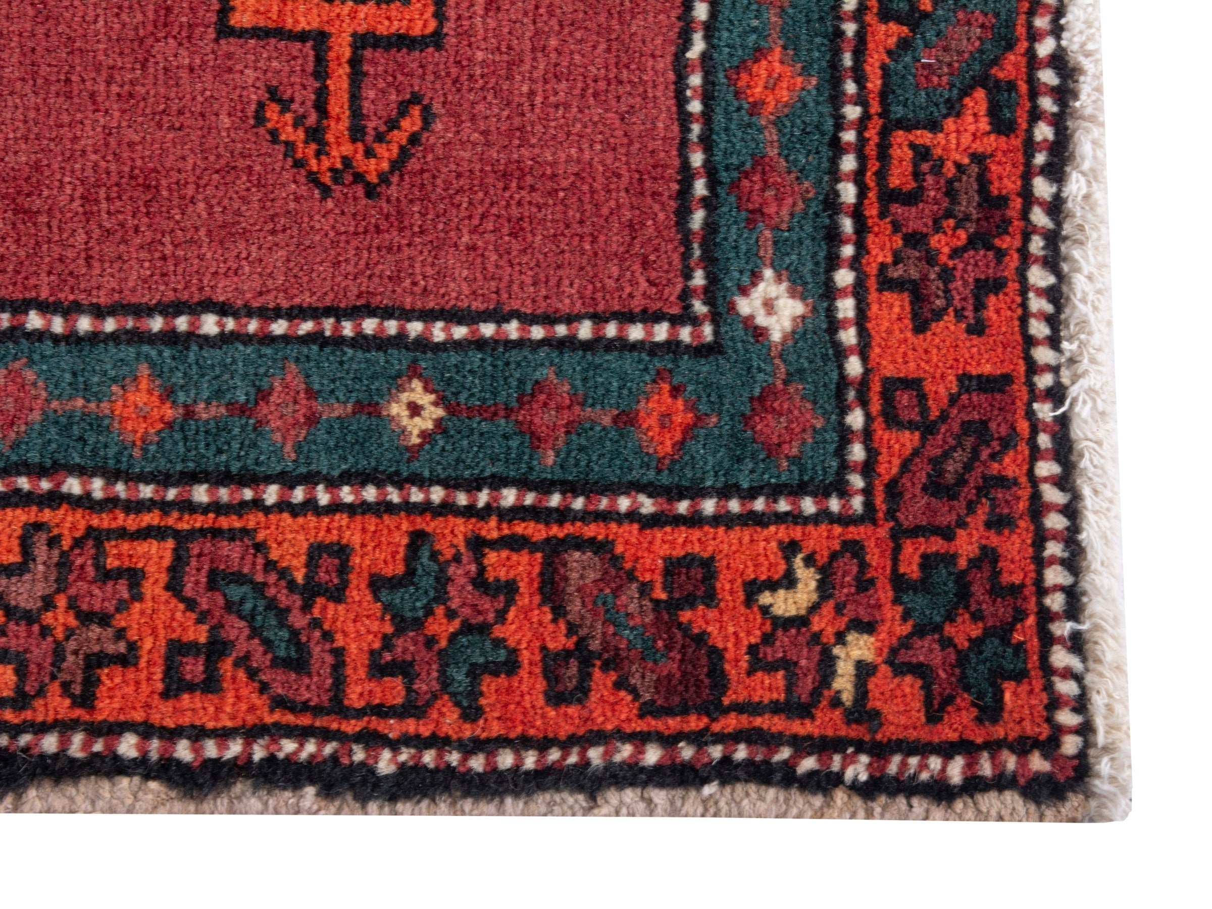 Persian Ardabil accent rug in deep red and rust, view 4 of 8