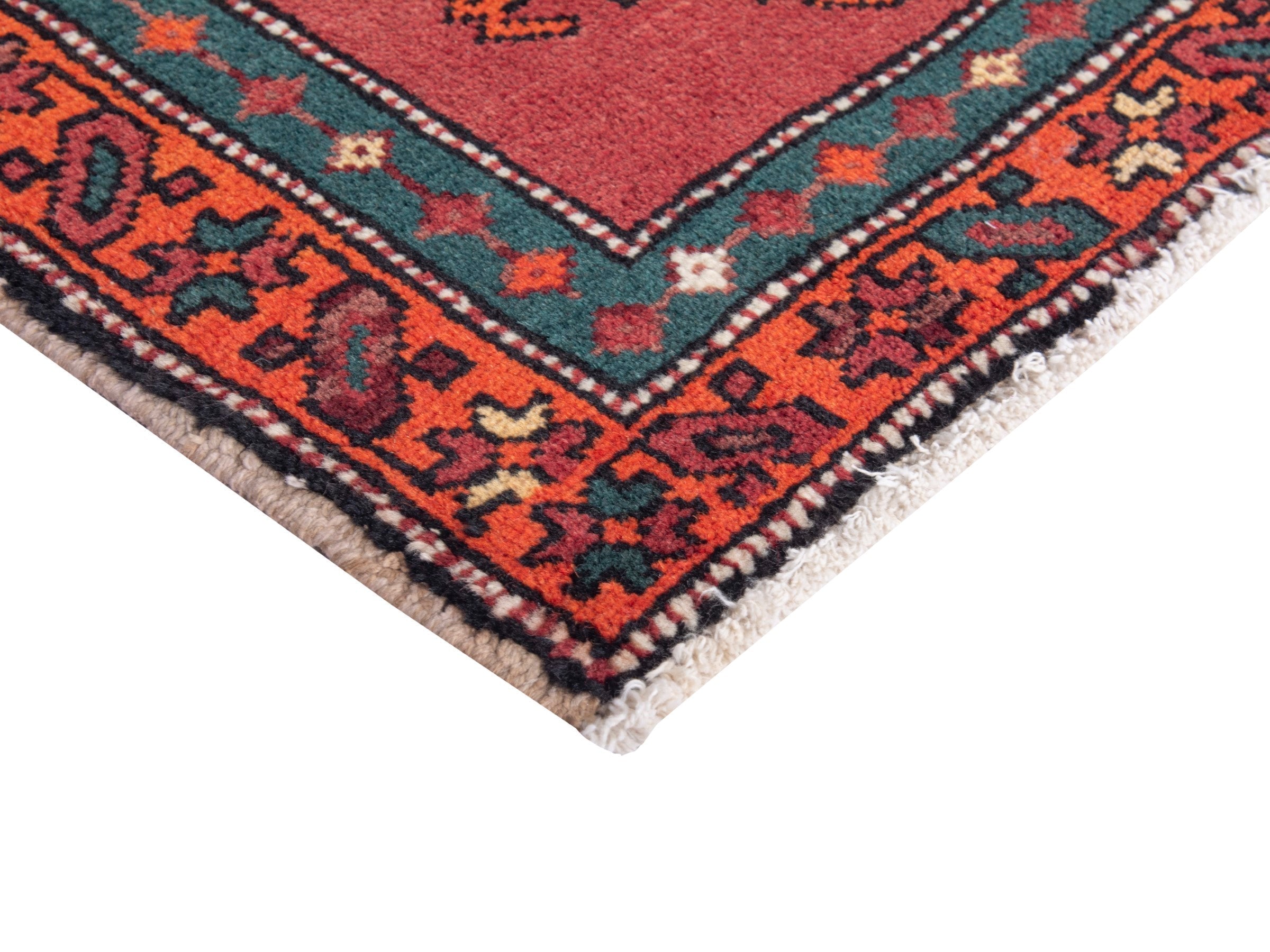 Persian Ardabil accent rug in deep red and rust, view 5 of 8