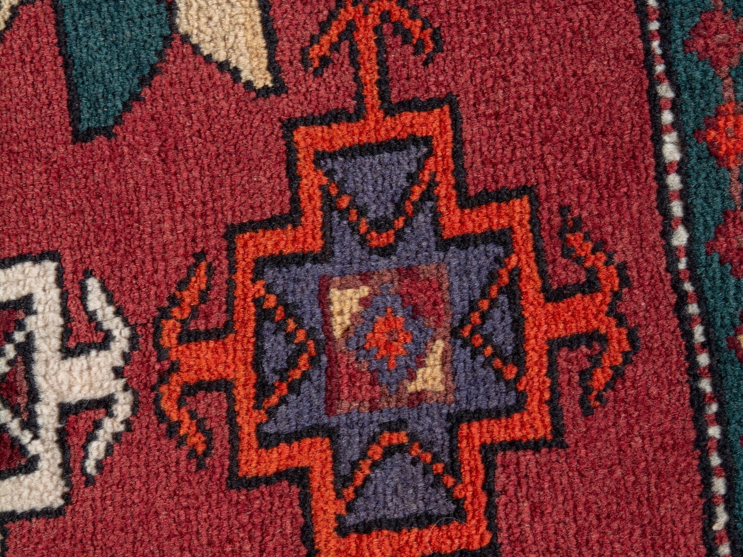 Persian Ardabil accent rug in deep red and rust, view 6 of 8