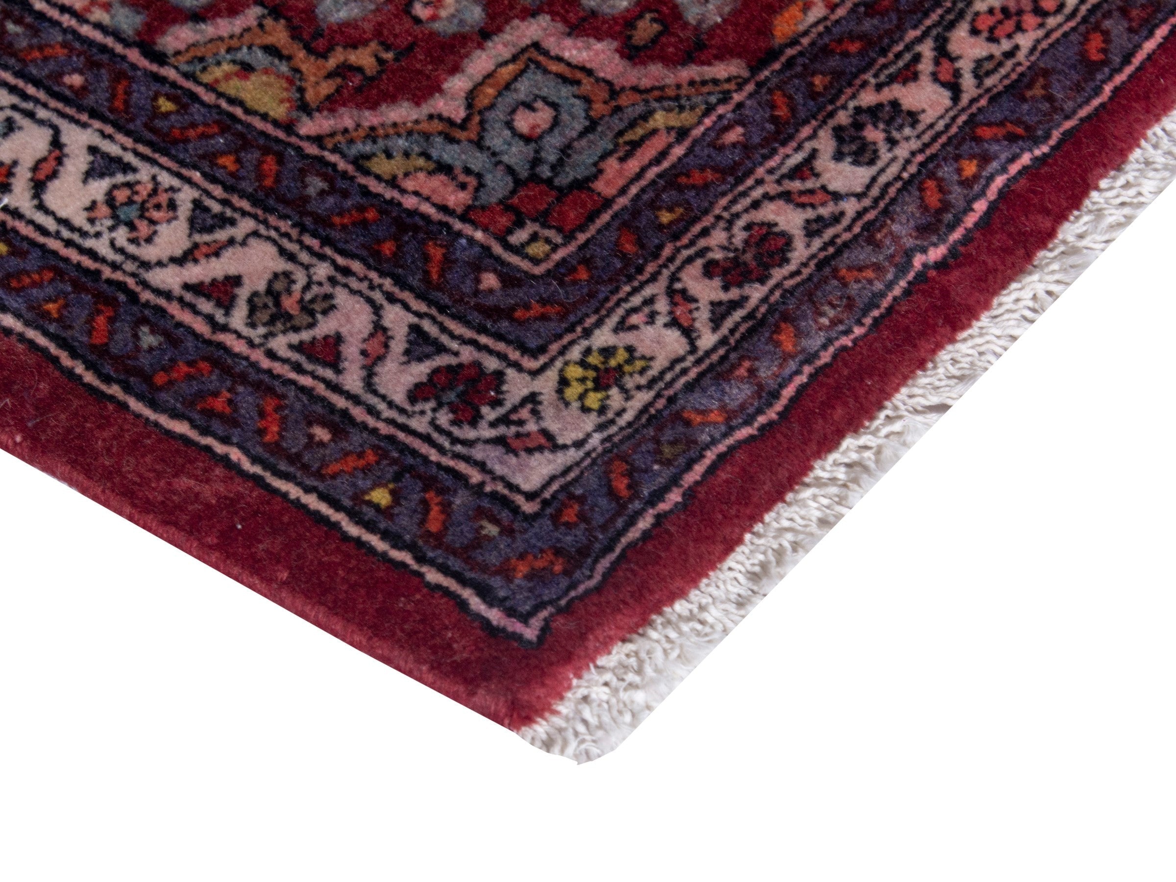 Persian Hamedan accent rug in burgundy and cream, view 5 of 7