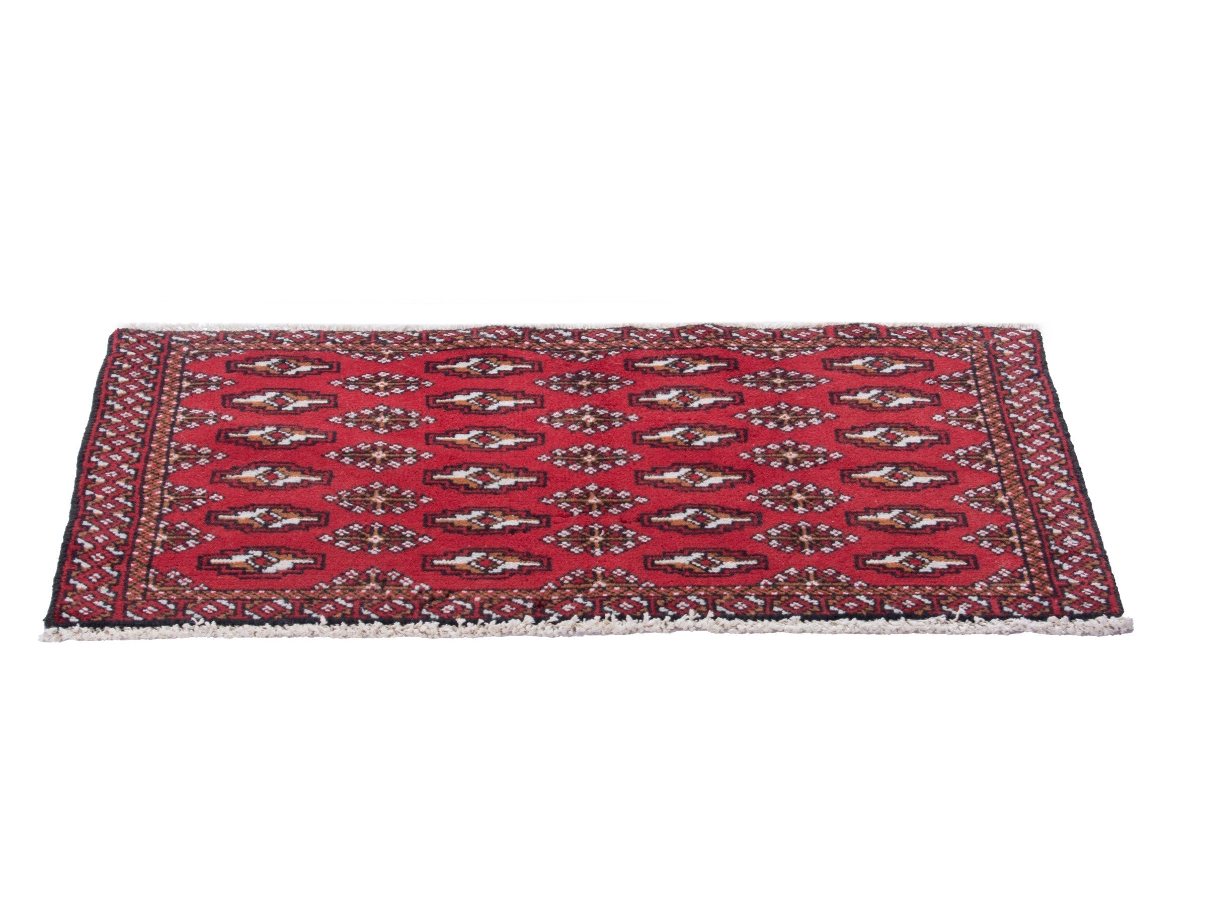 Persian Torkaman accent rug in deep red and dark brown, view 3 of 8