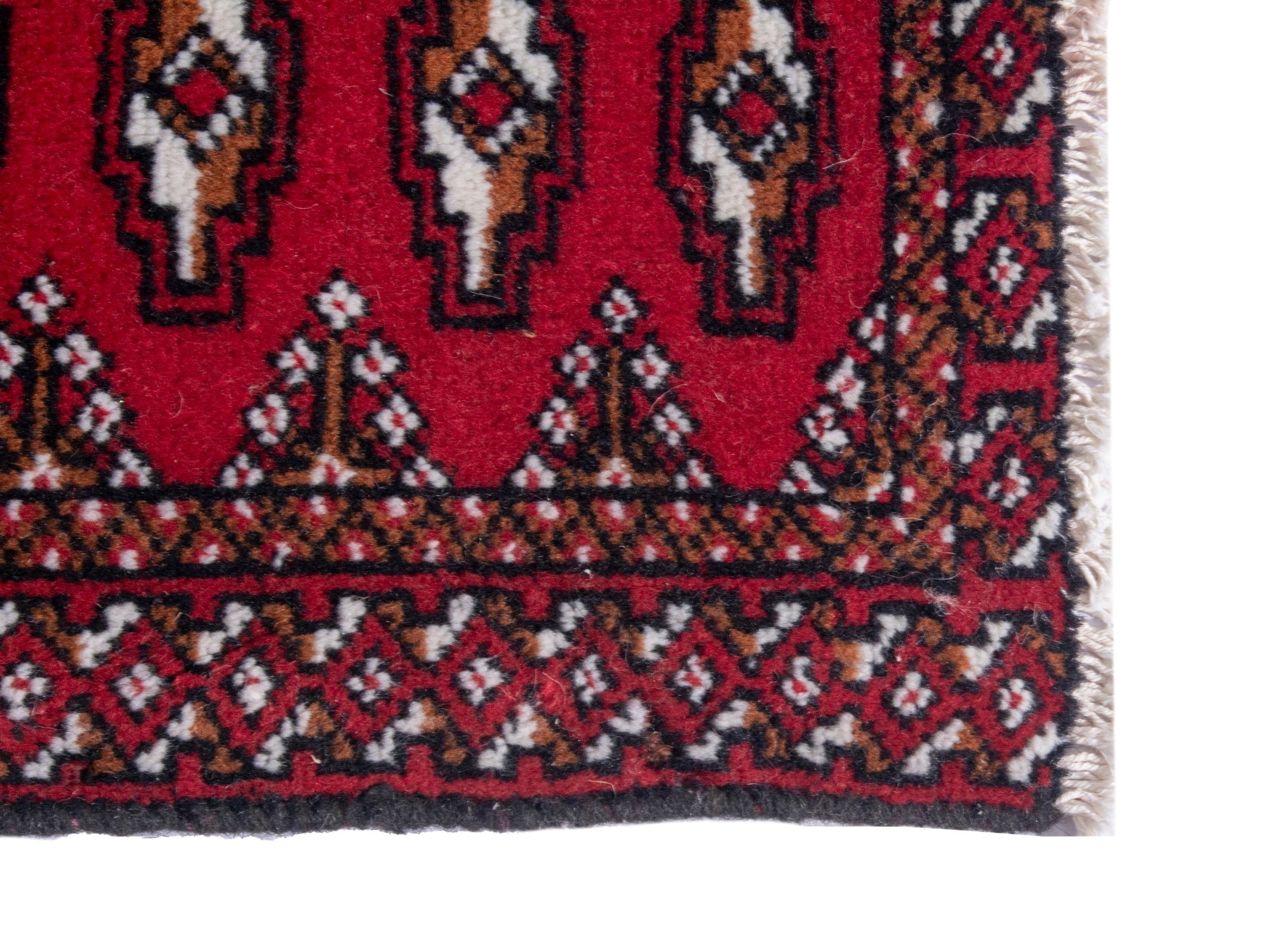 Persian Torkaman accent rug in deep red and dark brown, view 4 of 8
