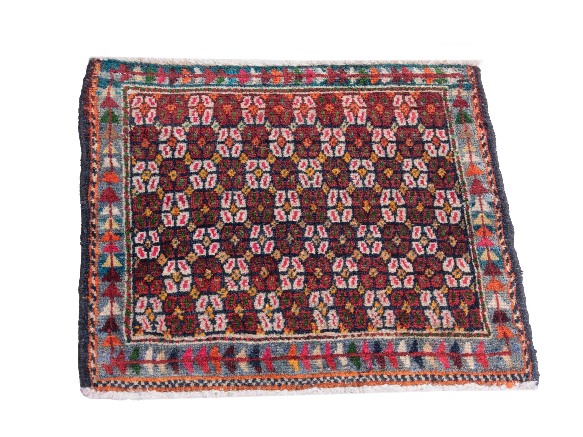 Persian Shiraz accent rug in burgundy and muted pink, view 2 of 7