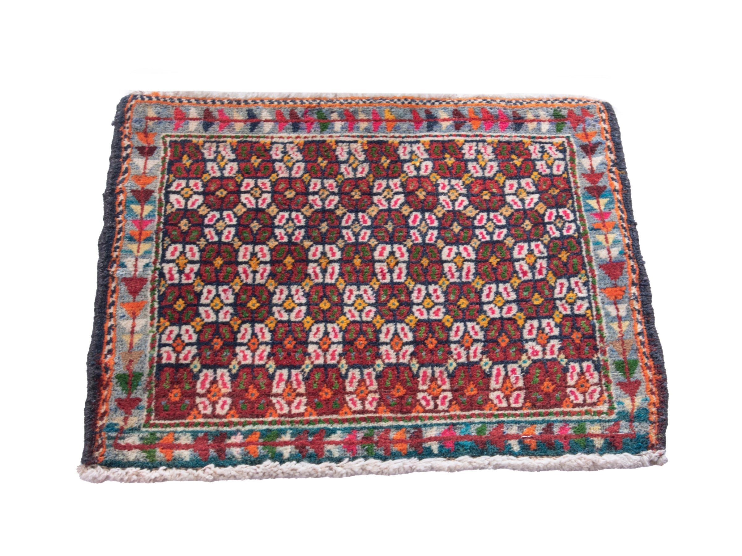 Persian Shiraz accent rug in burgundy and muted pink, view 3 of 7