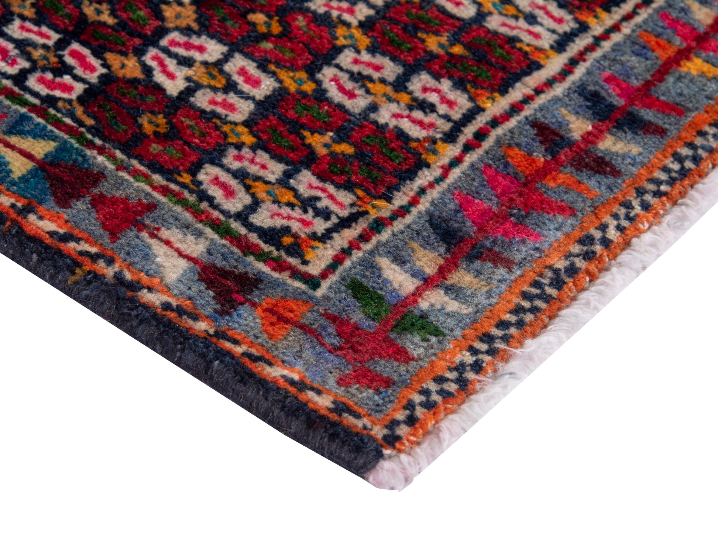 Persian Shiraz accent rug in burgundy and muted pink, view 5 of 7