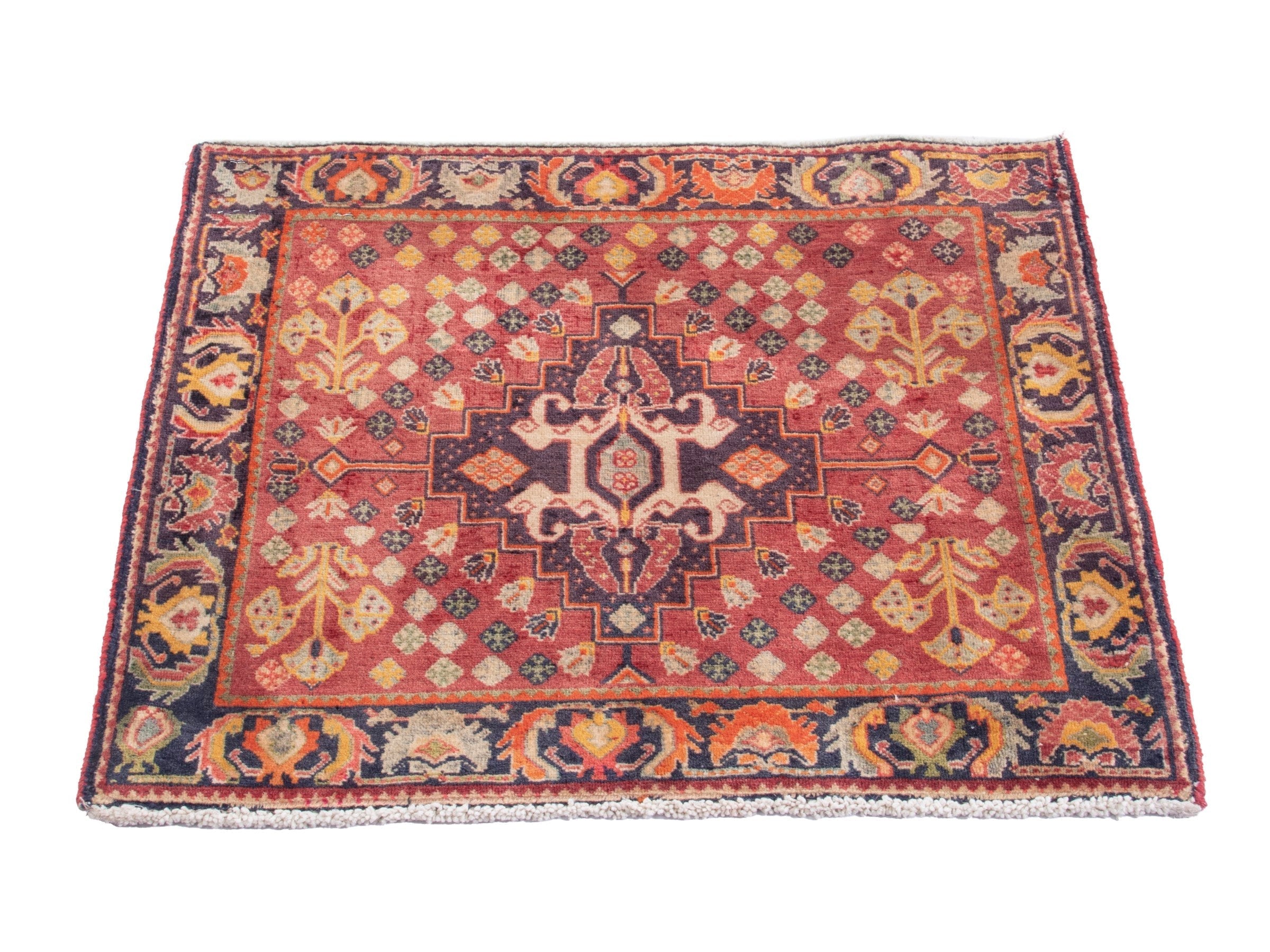 Persian Shiraz accent rug in deep red and rust, view 3 of 9