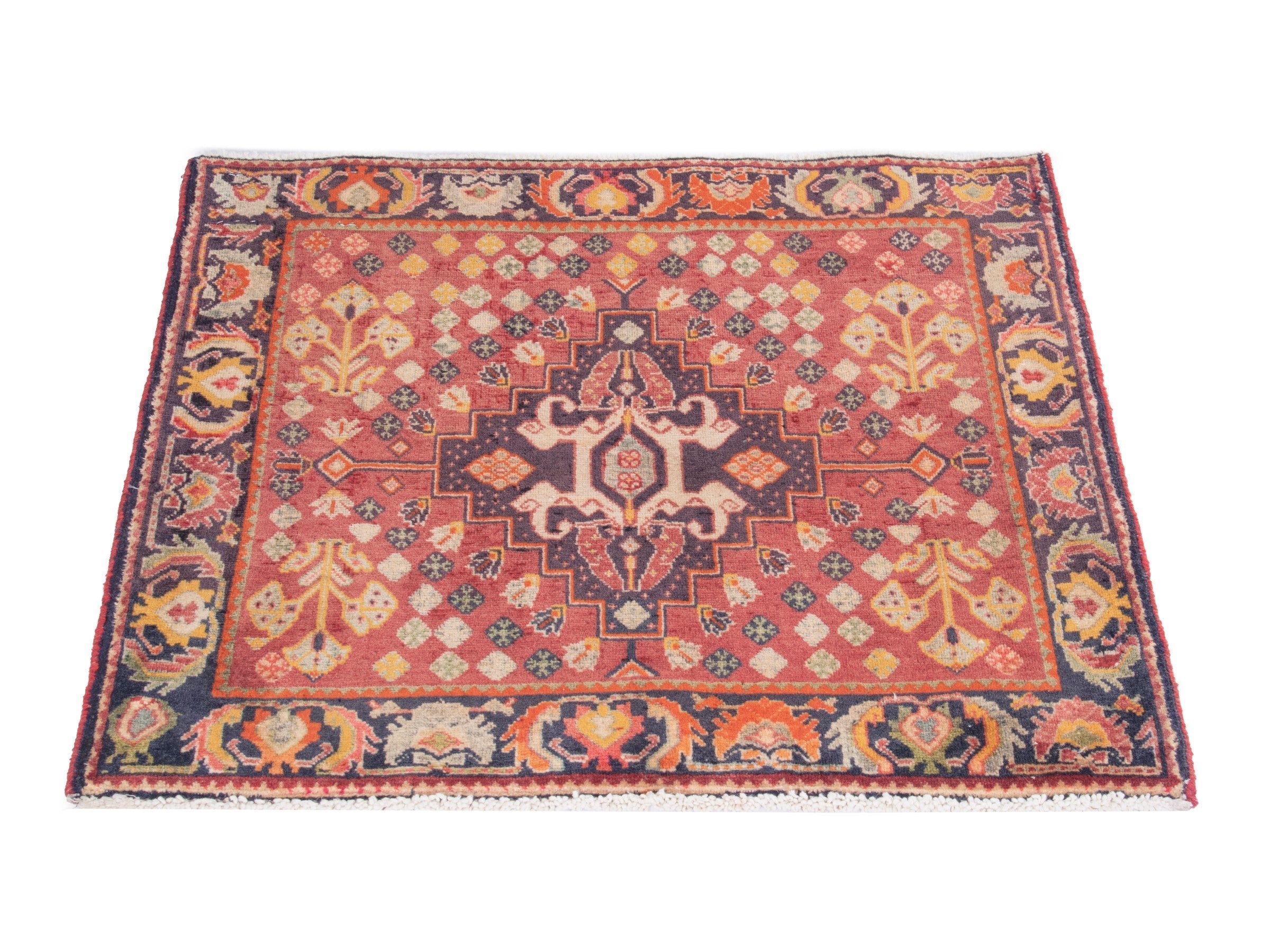 Persian Shiraz accent rug in deep red and rust, view 4 of 9