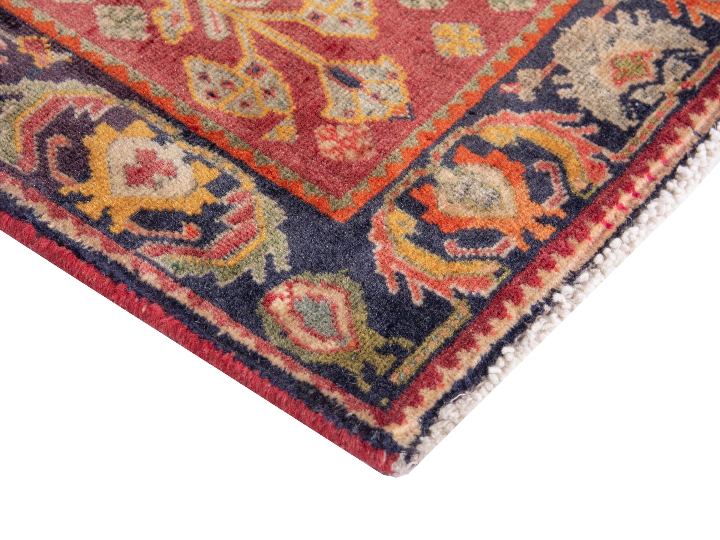 Persian Shiraz accent rug in deep red and rust, view 6 of 9