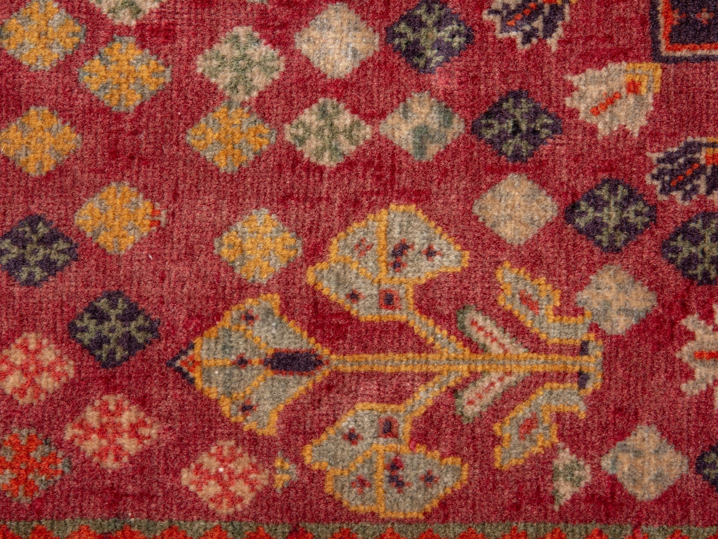 Persian Shiraz accent rug in deep red and rust, view 8 of 9