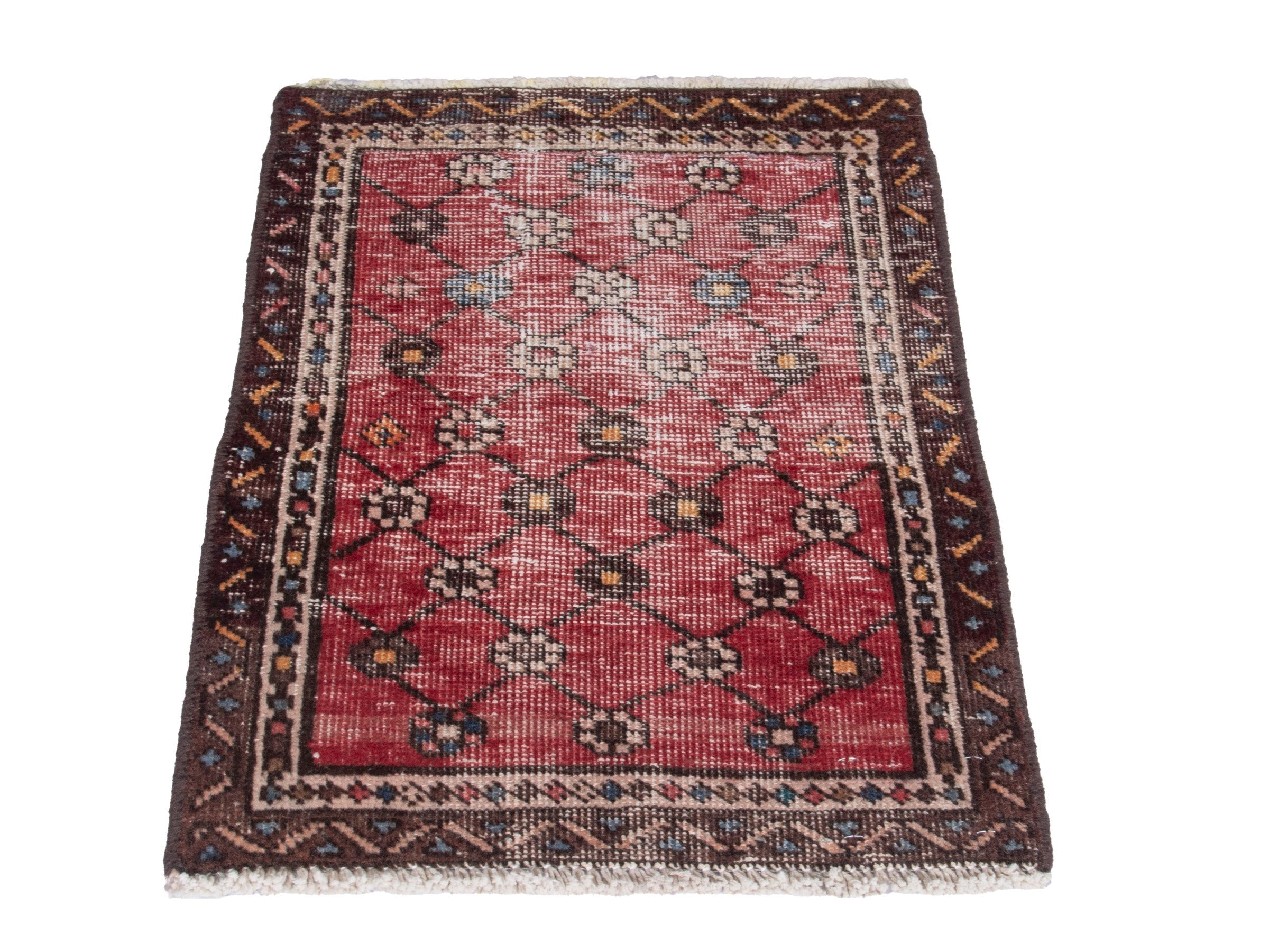Persian Tabriz accent rug in deep red and dark brown, view 2 of 7