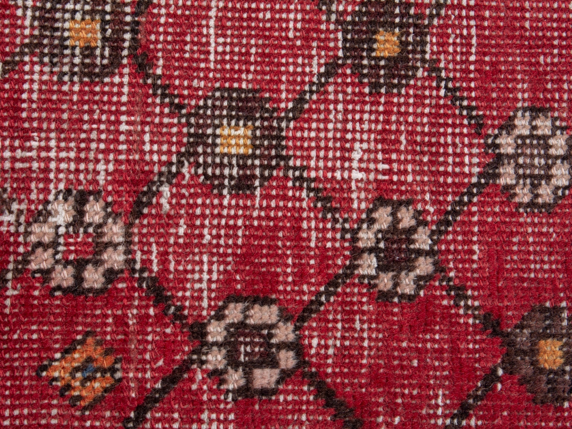 Persian Tabriz accent rug in deep red and dark brown, view 6 of 7