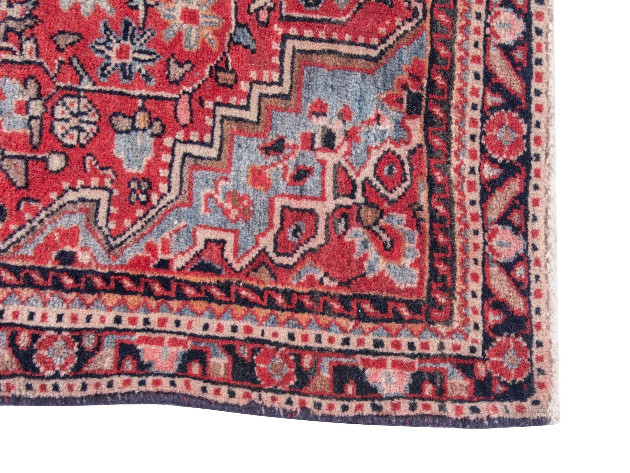 Persian Malayer accent rug in deep red and cream, view 4 of 8