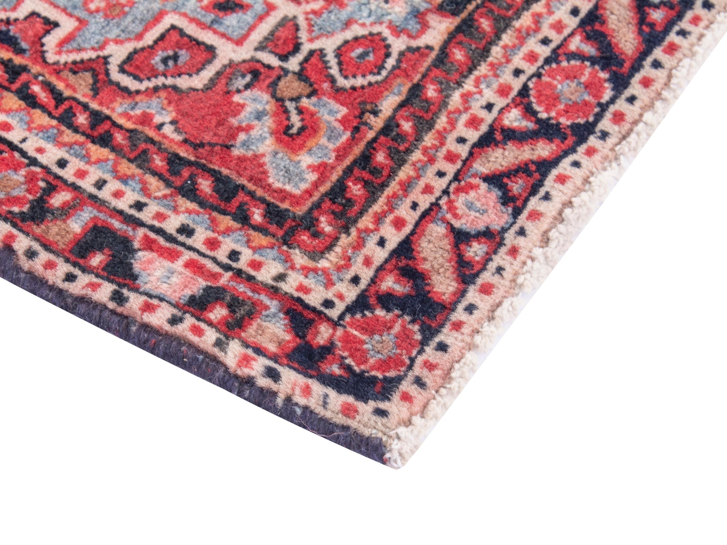 Persian Malayer accent rug in deep red and cream, view 5 of 8