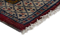 Persian Torkaman accent rug in navy and cream, view 6 of 10