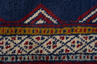 Persian Torkaman accent rug in navy and cream, view 8 of 10