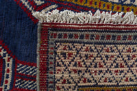 Persian Torkaman accent rug in navy and cream, view 10 of 10