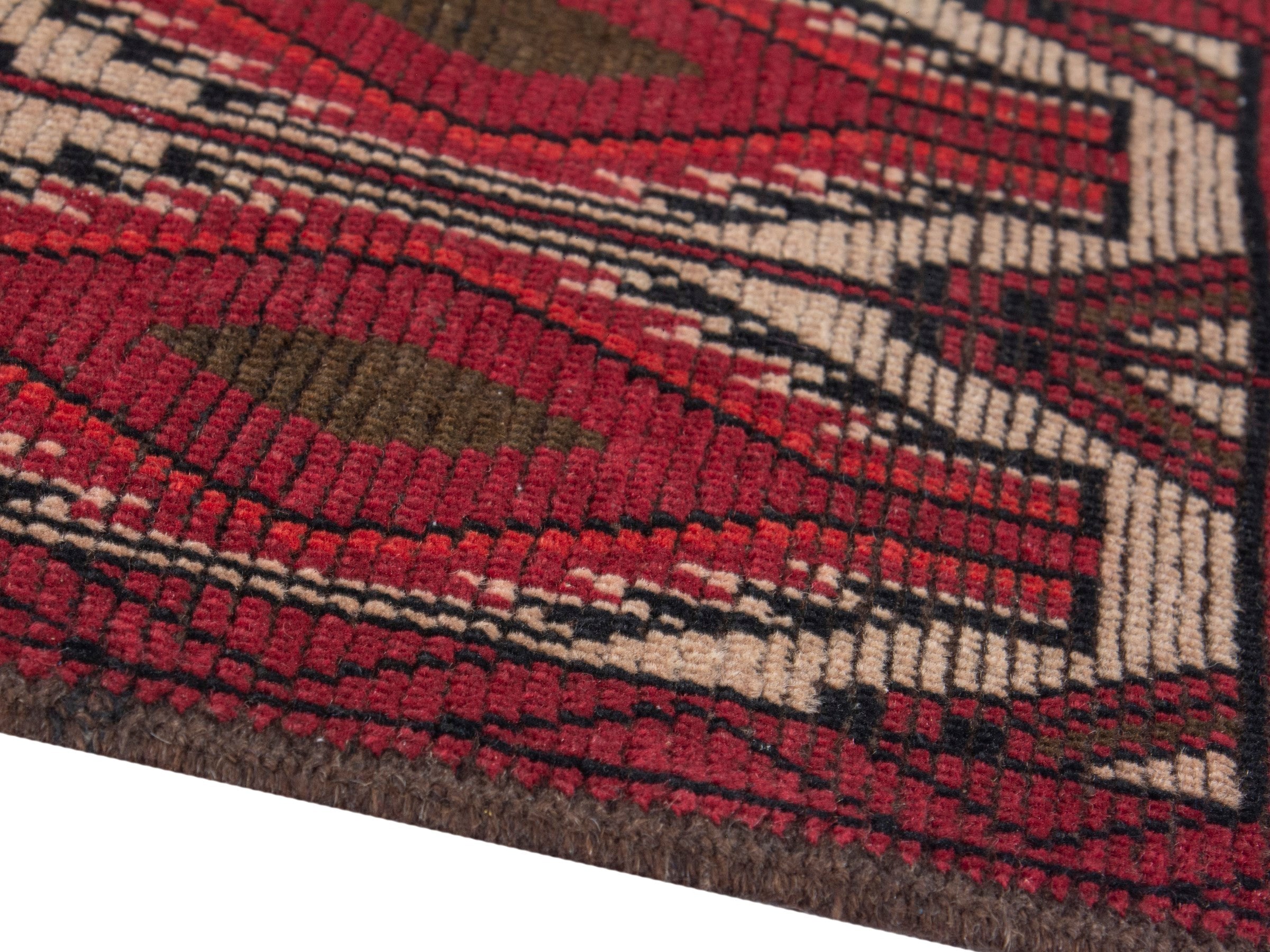 Persian Baluch runner rug in burgundy and cream, view 6 of 17
