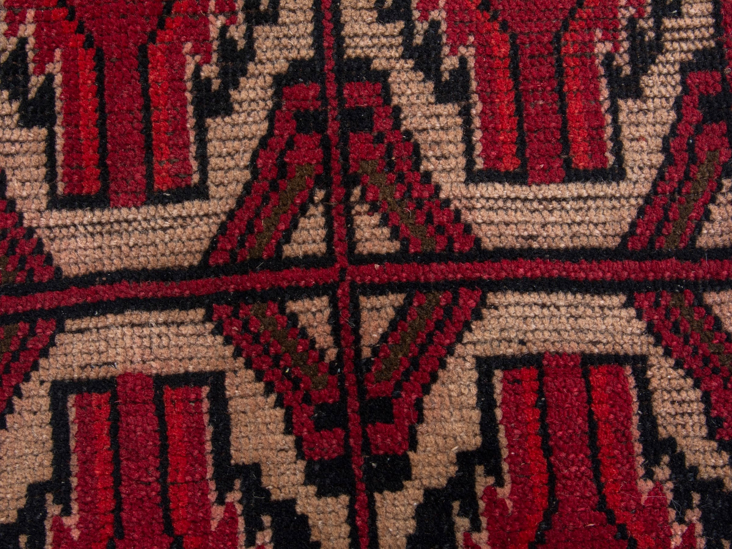 Persian Baluch runner rug in burgundy and cream, view 13 of 17