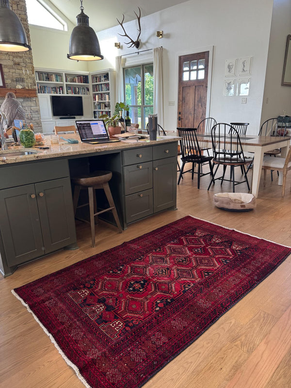 A customer's vintage rug at home