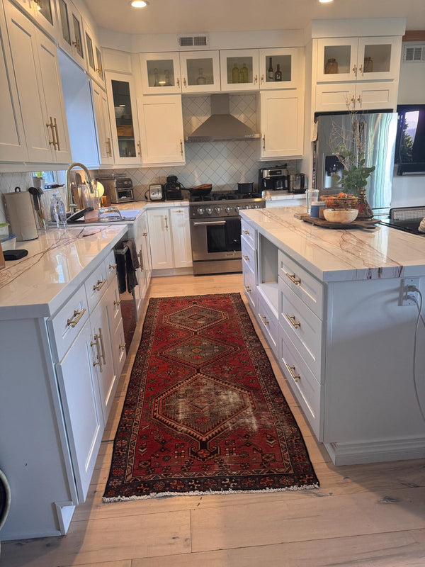 A customer's vintage rug at home
