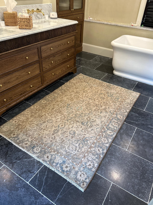 A customer's vintage rug at home