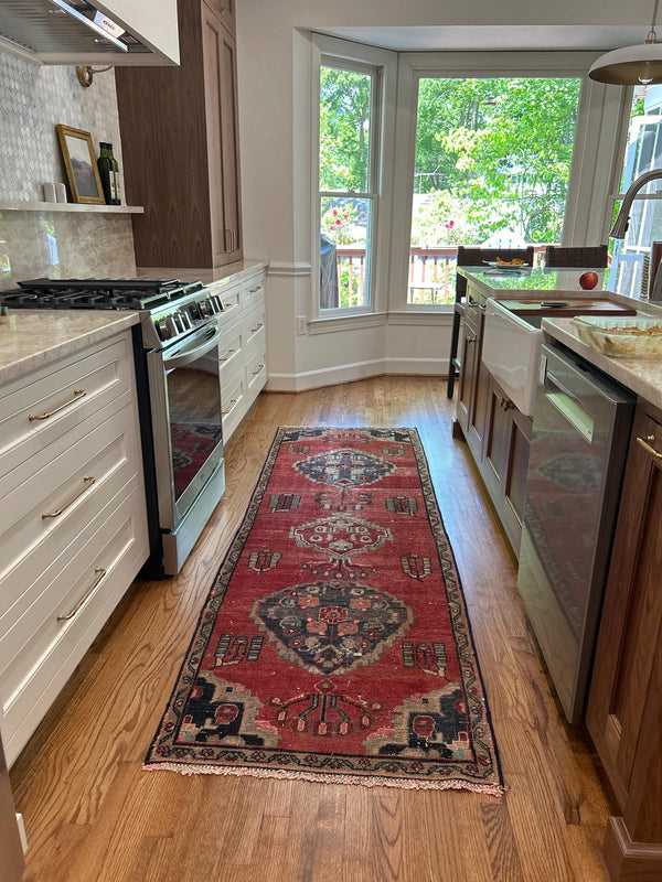 A customer's vintage rug at home