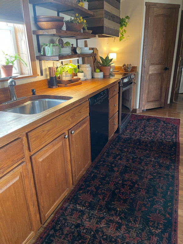 A customer's vintage rug at home